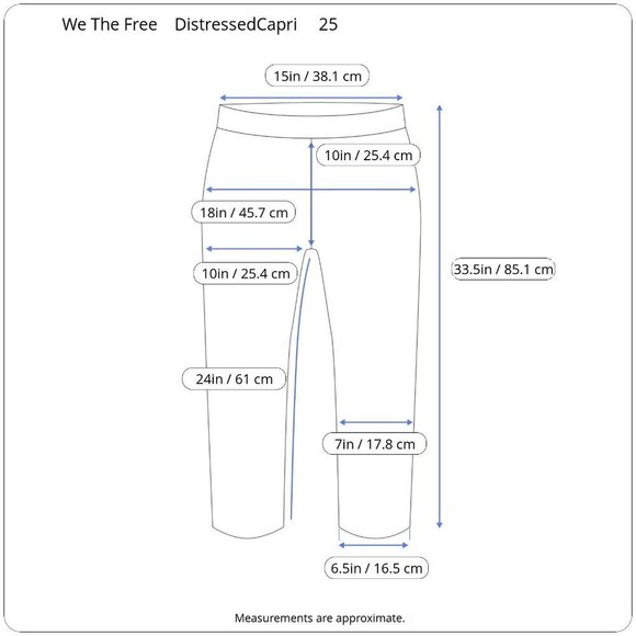 We The Free Free People Medium Blue Wash Cropped Folded Hem Distressed Jeans 25 - Picture 15 of 16